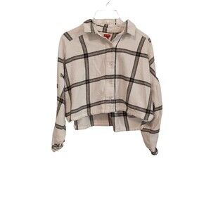 GUESS‎ plaid crop top button down long sleeve